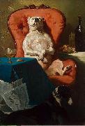 Alfred Dedreux Pug Dog in an Armchair oil painting on canvas